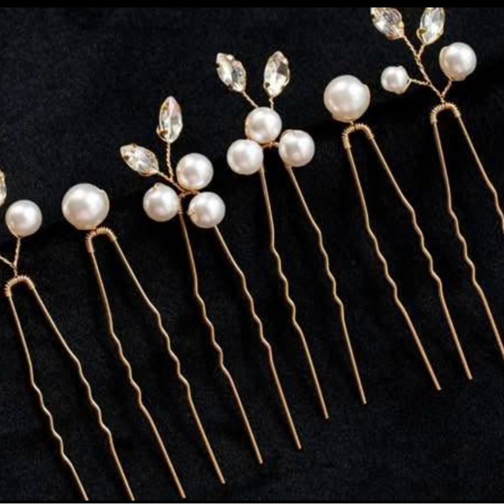 Elegant Pearl and Crystal Hair Pins
